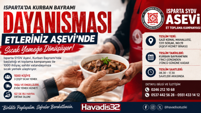 Isparta’da Kurban Bayramı Dayanışması: Etleriniz Aşevi’nde Sıcak Yemeğe Dönüşüyor!