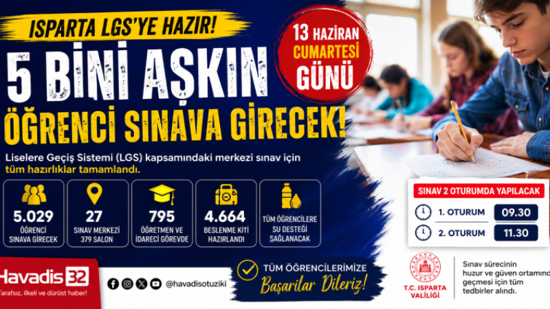 ISPARTA LGS’YE HAZIR: 5 BİNİ AŞKIN ÖĞRENCİ SINAVA GİRİYOR!