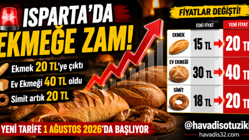 Isparta’da Ekmek ve Simit Fiyatlarına Zam: Yeni Tarife 1 Ağustos’ta Başlıyor