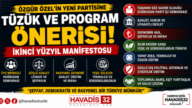 Özgür Özel'in Yeni Partisi'ne Tüzük ve Program Önerisi: İkinci Yüzyıl Manifestosu