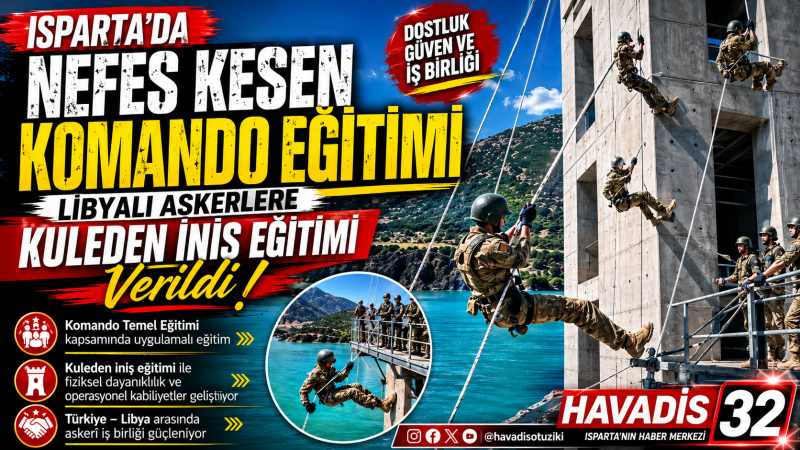 Isparta'da Libyalı Askerlere Nefes Kesen Komando Eğitimi: Kuleden İniş Tatbikatı Tamamlandı