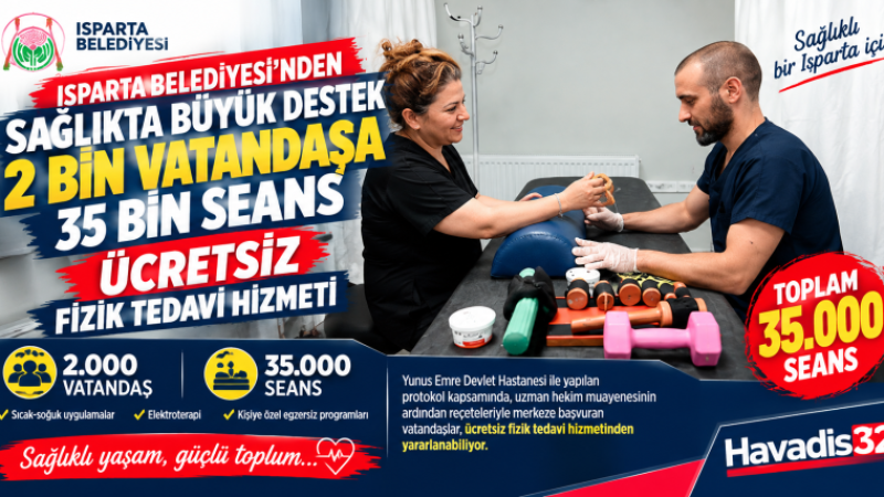 Isparta Belediyesi’nden Sağlıkta Büyük Destek: 2 Bin Vatandaşa 35 Bin Seans Ücretsiz Fizik Tedavi.