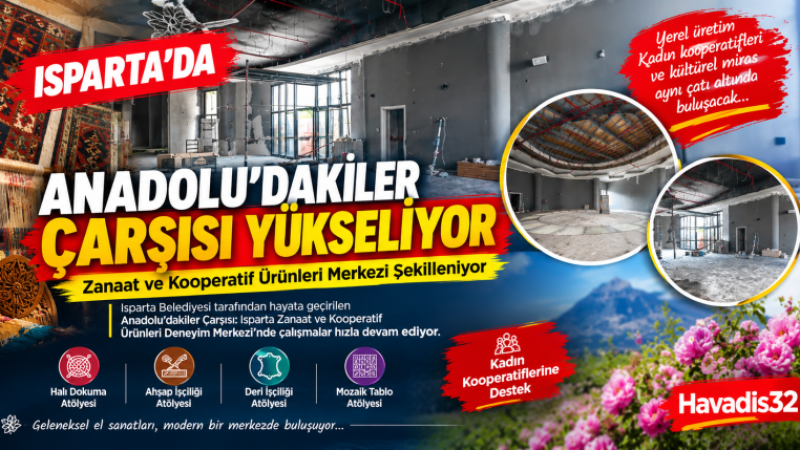 Isparta’da Anadolu’dakiler Çarşısı Yükseliyor: Zanaat ve Kooperatif Ürünleri Merkezi Şekilleniyor.