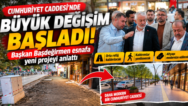Cumhuriyet Caddesi’nde Büyük Değişim Başladı! Başkan Başdeğirmen Esnafa Yeni Projeyi Anlattı.